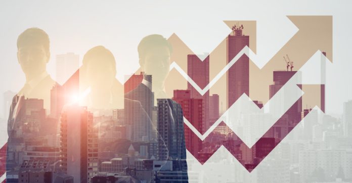 Growth of business concept. Success of business. Group of people. Rebounding