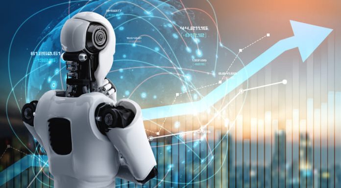 Business growth concept by using AI robot