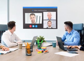 Businessman in a hybrid set up