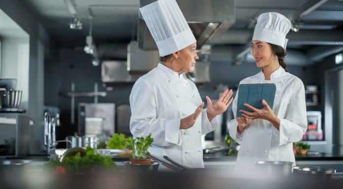 Chefs using tablet