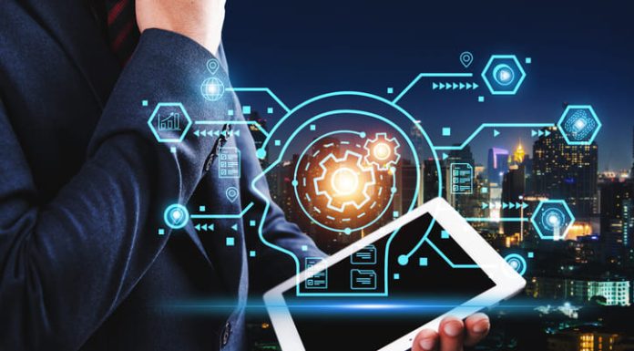 businessman holding tablet for digital transformation