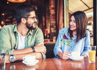 Romantic couple having date