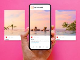 Mockup for social media post with photo carousel