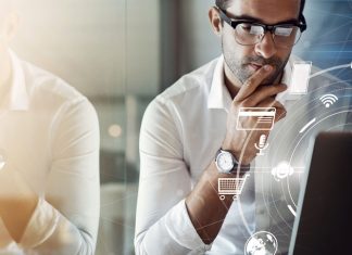 business man thinking and digital transformation