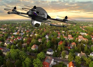 drone over suburban houses