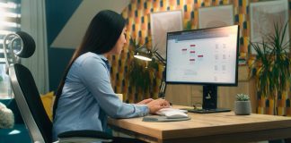 Woman using a desktop computer