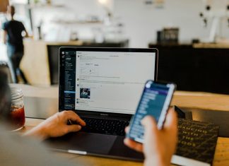 communicating using app on desktop and mobile phone