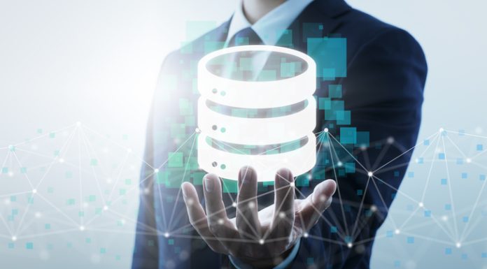 Businessperson and data base icon