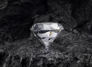diamond on black coal background