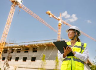 Female engineer on construction sites