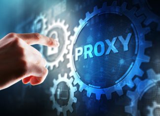 Proxy server. Internet Cyber security network concept on virtual screen
