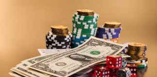 Set of playing cards and money