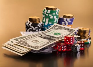 Set of playing cards and money