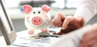 Male hand working with electronic digital tablet