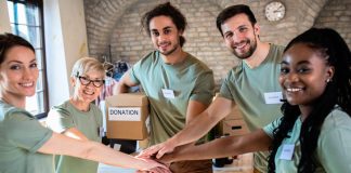 Volunteers in charity community