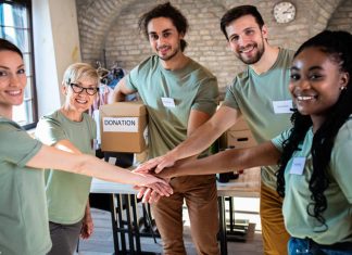 Volunteers in charity community