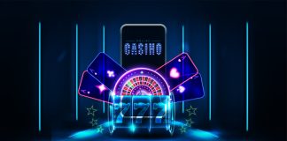 Online casino, playing cards and slot machine