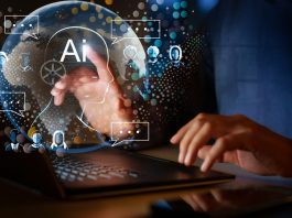 Male using AI while working