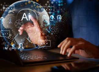 Male using AI while working