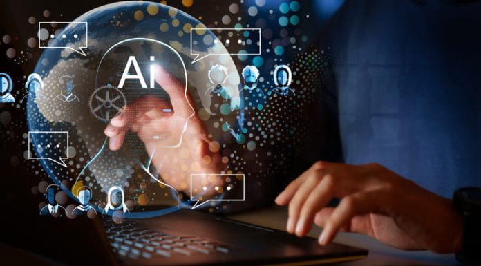 Male using AI while working