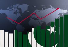 Economic recovery with pakistan flag