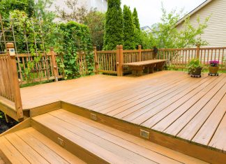 Wooden deck of family home.