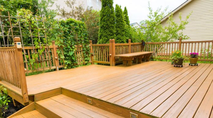 Weathering the Storm: Future-Proofing Outdoor Decking for Extreme Weather Conditions Wooden deck of family home.