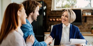 Lender talking with customers