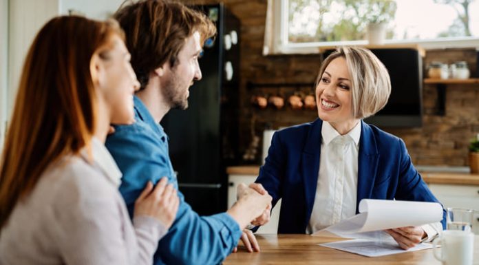 Lender talking with customers