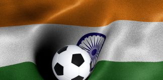 Flag of India with a soccer ball