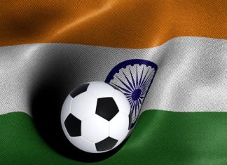 Flag of India with a soccer ball