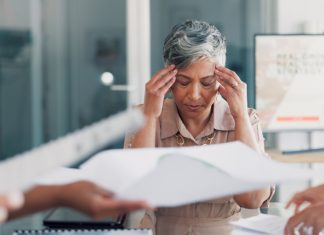 Business woman stress and burnout
