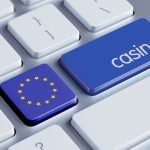 Online casino with european flag on keyboard