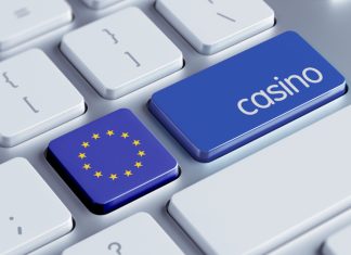 Online casino with european flag on keyboard