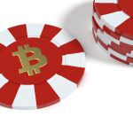 poker chip with bitcoin sign