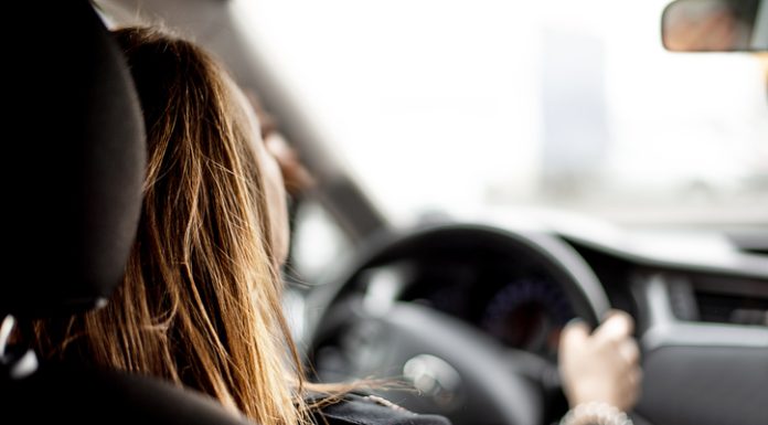 Girl driving a car