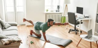 Male working out at home