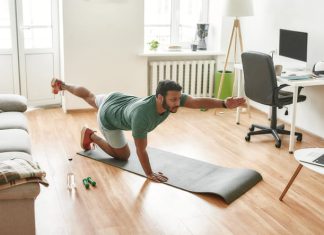 Male working out at home