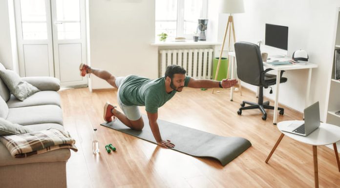 Male working out at home