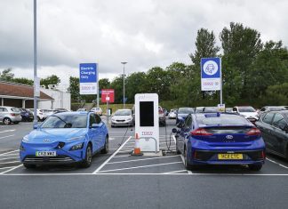 Electrical Vehicles using a Pod Point charging station.