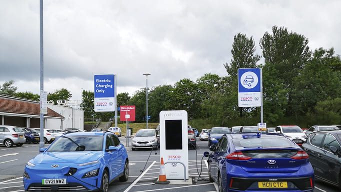 Electrical Vehicles using a Pod Point charging station.