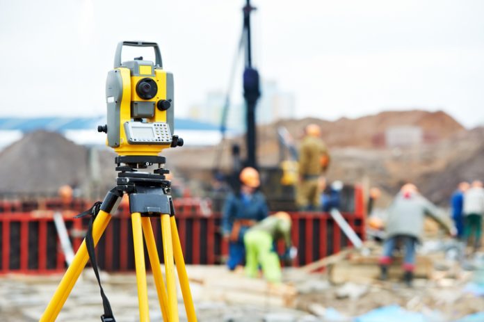 surveyor equipment theodolite at construction site surveying measuring equipment