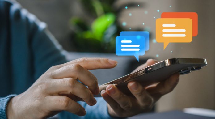 Person using smartphone for conversation