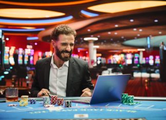 Man playing in online casino