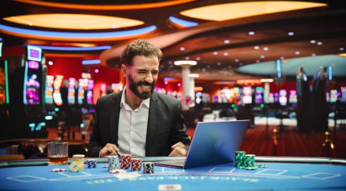 Man playing in online casino