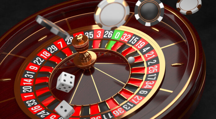 Luxury Casino roulette wheel on black background. Casino theme.