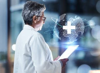 Doctor using tablet for future healthcare