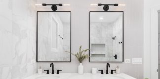 White oak vanity cabinet