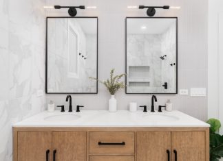 White oak vanity cabinet