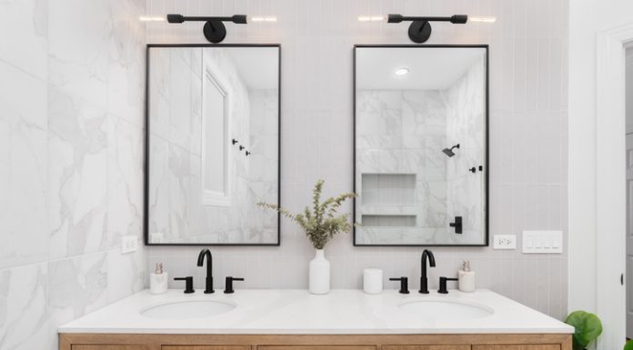 White oak vanity cabinet